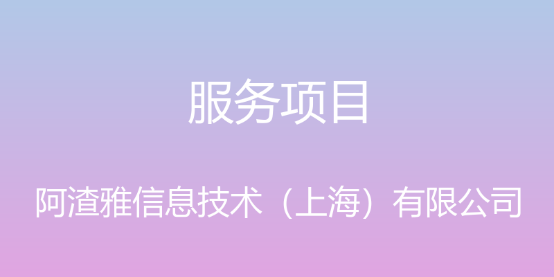 服务项目 - 阿渣雅信息技术（上海）有限公司