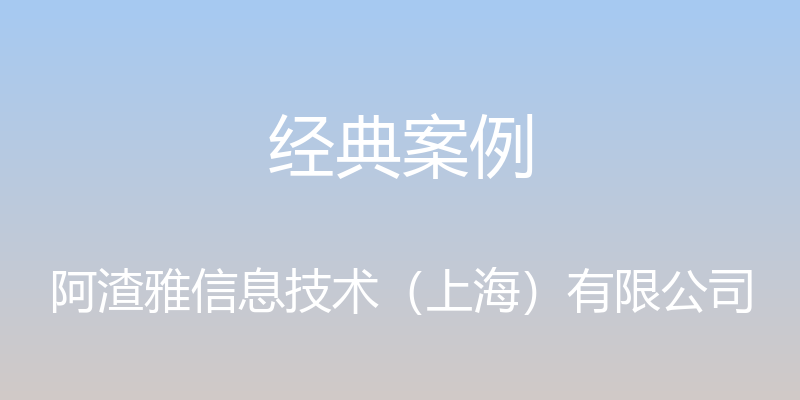 经典案例 - 阿渣雅信息技术（上海）有限公司